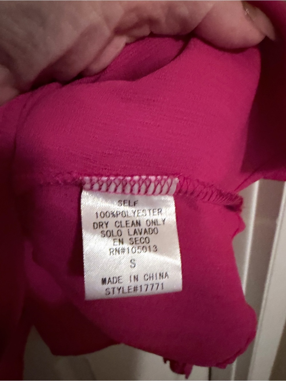 ANDREE BY UNIT Pink Tiered Peasant Blouse with Tie Neck - Picture 5 of 6